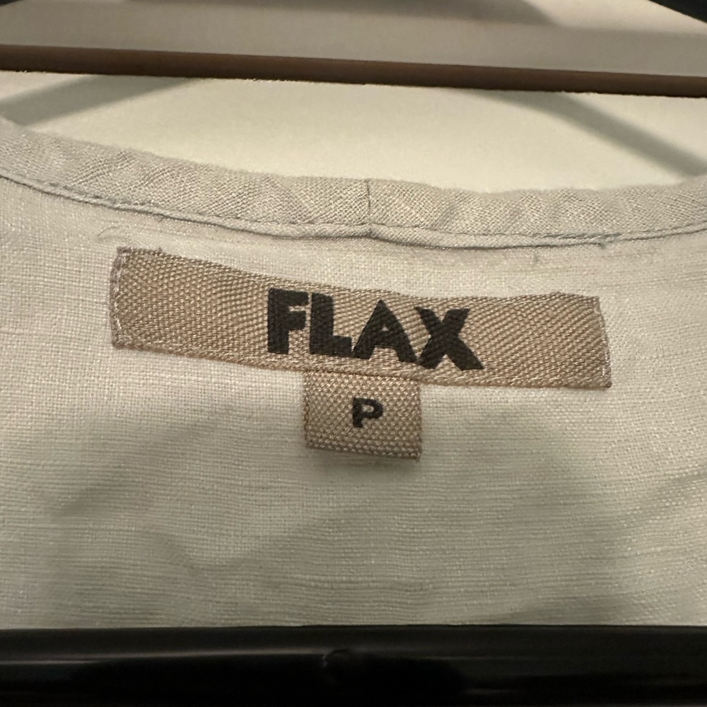 FLAX Women’s Sz P (4-6) 3/4 Sleeve Linen Lagenlook Flowy Top Gray Scoop Neck - Picture 3 of 4